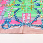 Hermès Carré 90 "GRAND MANEGE" Silk handkerchief in Pink x Green