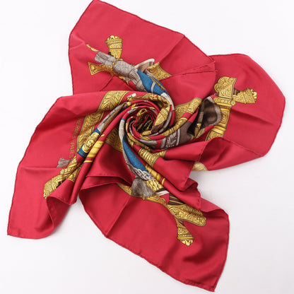 Hermès Carré 90 "GRAND UNIFORME" 100% Silk Scarf in Burgundy