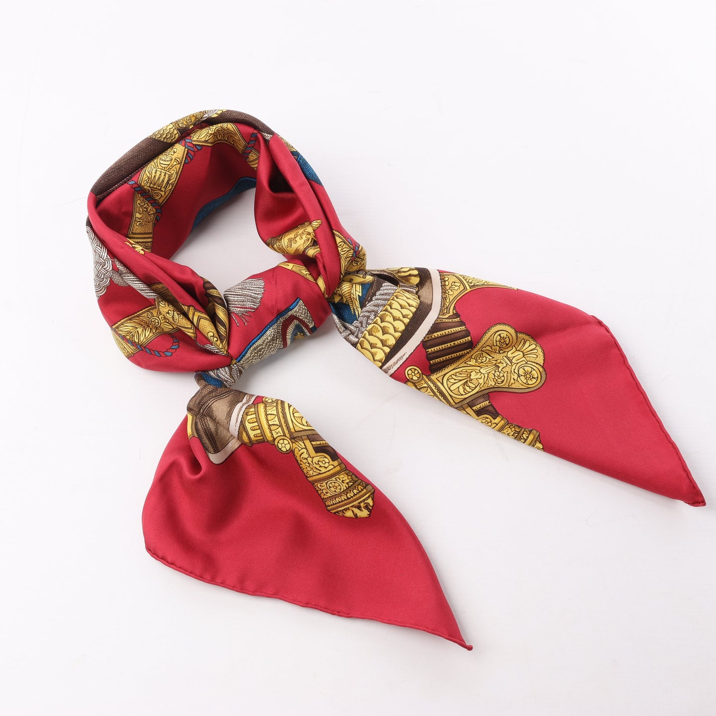 Hermès Carré 90 "GRAND UNIFORME" 100% Silk Scarf in Burgundy