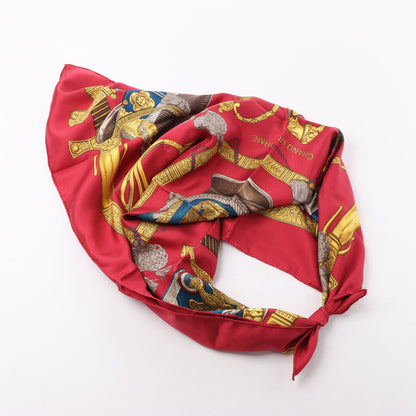 Hermès Carré 90 "GRAND UNIFORME" 100% Silk Scarf in Burgundy
