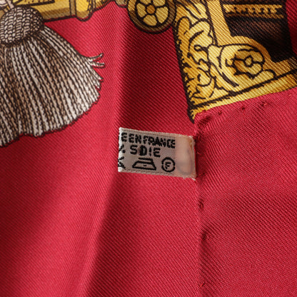 Hermès Carré 90 "GRAND UNIFORME" 100% Silk Scarf in Burgundy