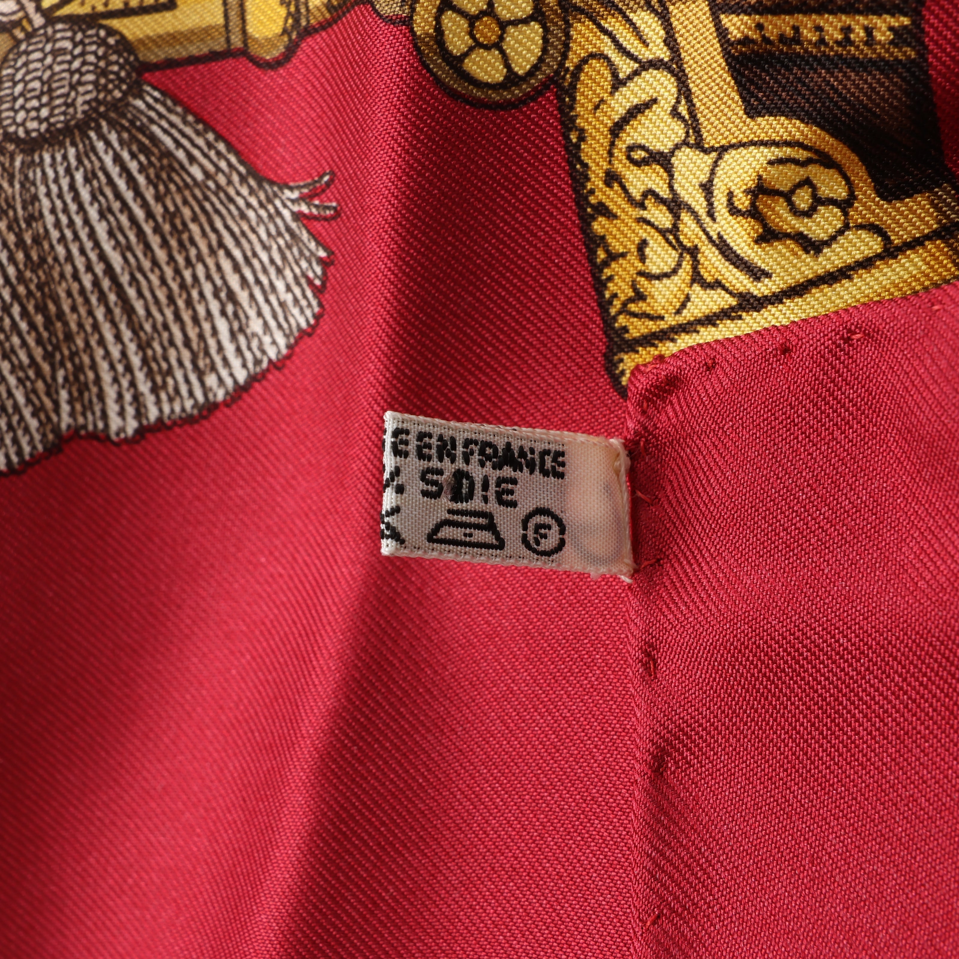 Hermès Carré 90 "GRAND UNIFORME" 100% Silk Scarf in Burgundy