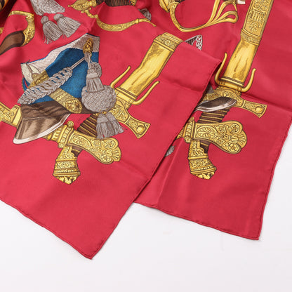 Hermès Carré 90 "GRAND UNIFORME" 100% Silk Scarf in Burgundy