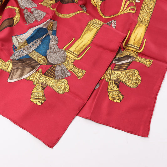 Hermès Carré 90 "GRAND UNIFORME" 100% Silk Scarf in Burgundy