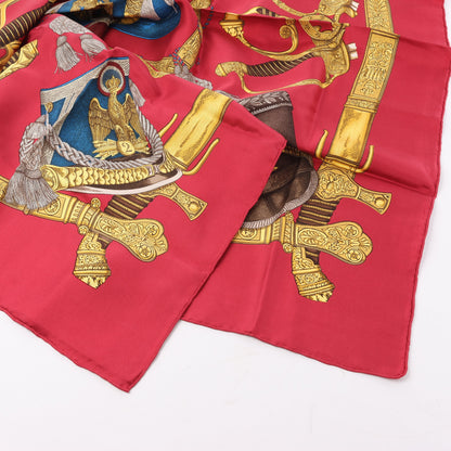 Hermès Carré 90 "GRAND UNIFORME" 100% Silk Scarf in Burgundy