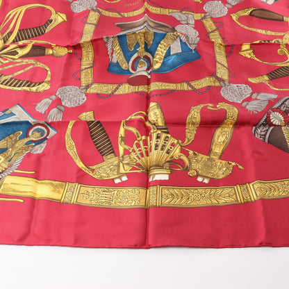 Hermès Carré 90 "GRAND UNIFORME" 100% Silk Scarf in Burgundy