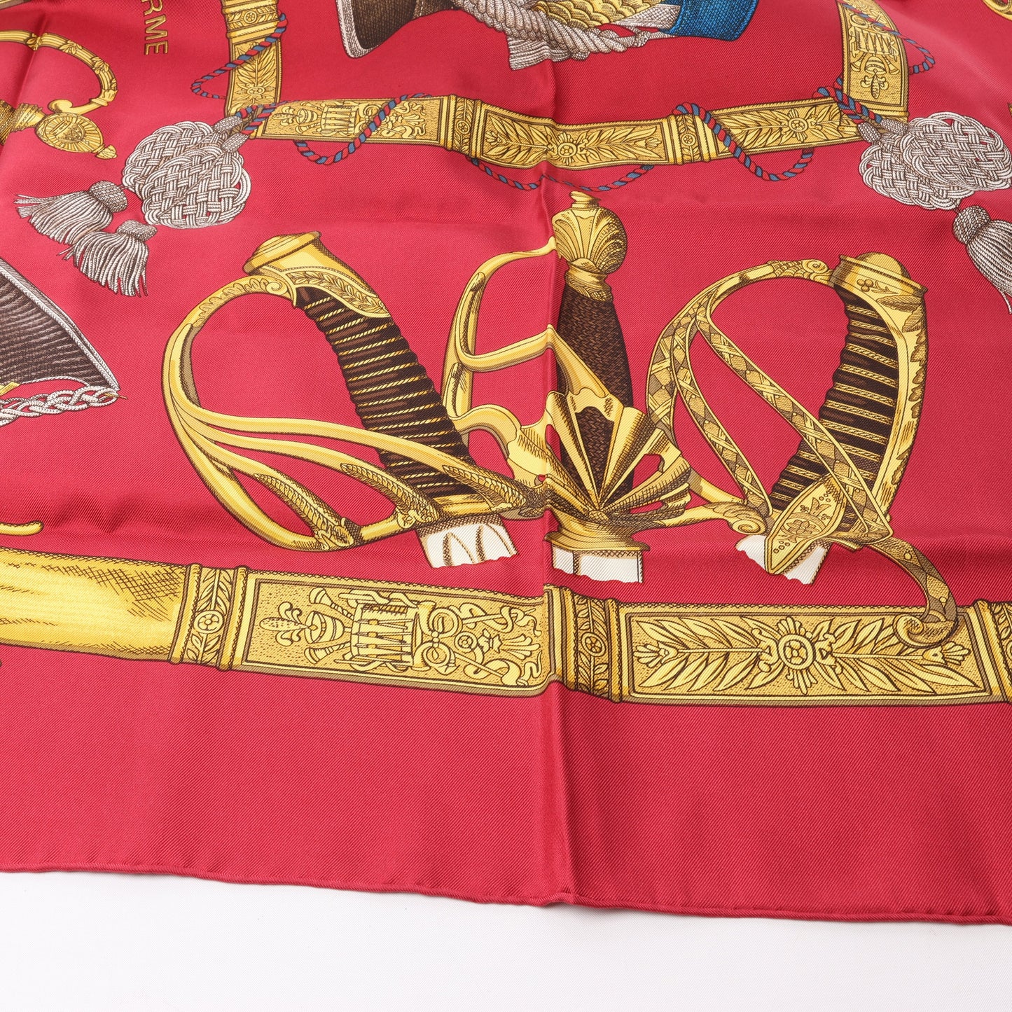 Hermès Carré 90 "GRAND UNIFORME" 100% Silk Scarf in Burgundy