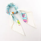 Hermès Carré 90 "GRANDE ROUE" Silk handkerchief in White x Blue