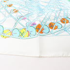 Hermès Carré 90 "GRANDE ROUE" Silk handkerchief in White x Blue