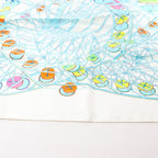 Hermès Carré 90 "GRANDE ROUE" Silk handkerchief in White x Blue