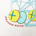 Hermès Carré 90 "GRANDE ROUE" Silk handkerchief in White x Blue