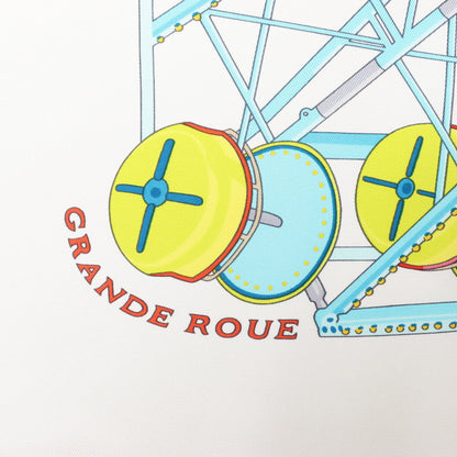 Hermès Carré 90 "GRANDE ROUE" Silk handkerchief in White x Blue