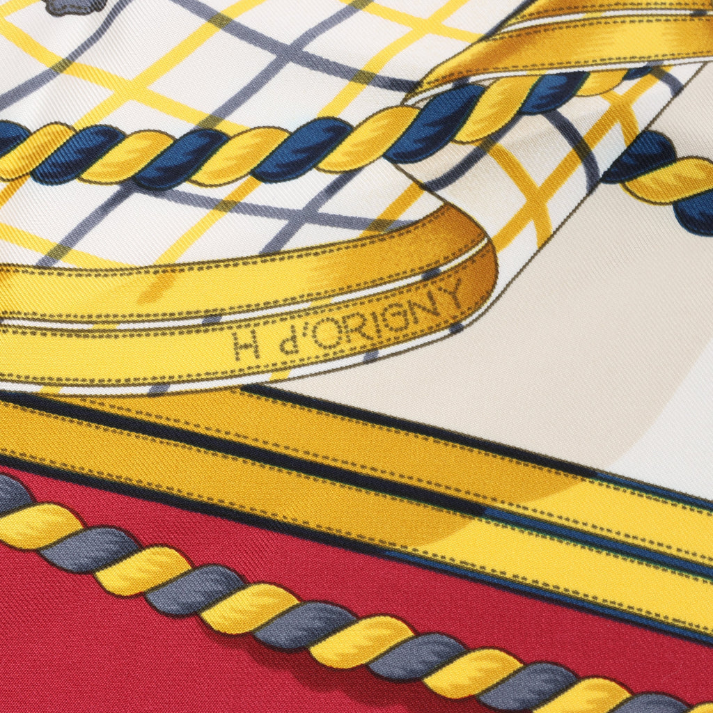 Hermès Carré 90 "GRANDE TENUE" Silk handkerchief in Burgundy
