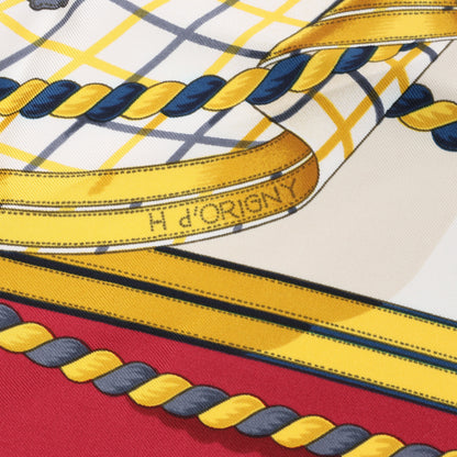 Hermès Carré 90 "GRANDE TENUE" Silk handkerchief in Burgundy