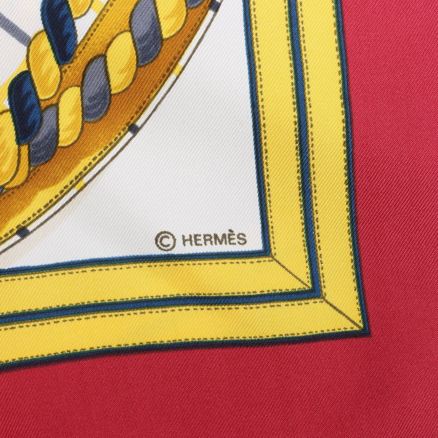 Hermès Carré 90 "GRANDE TENUE" Silk handkerchief in Burgundy