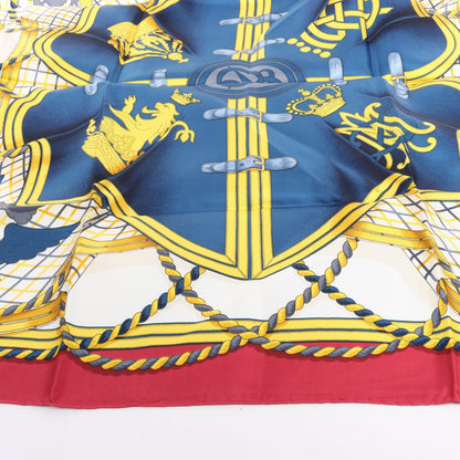 Hermès Carré 90 "GRANDE TENUE" Silk handkerchief in Burgundy