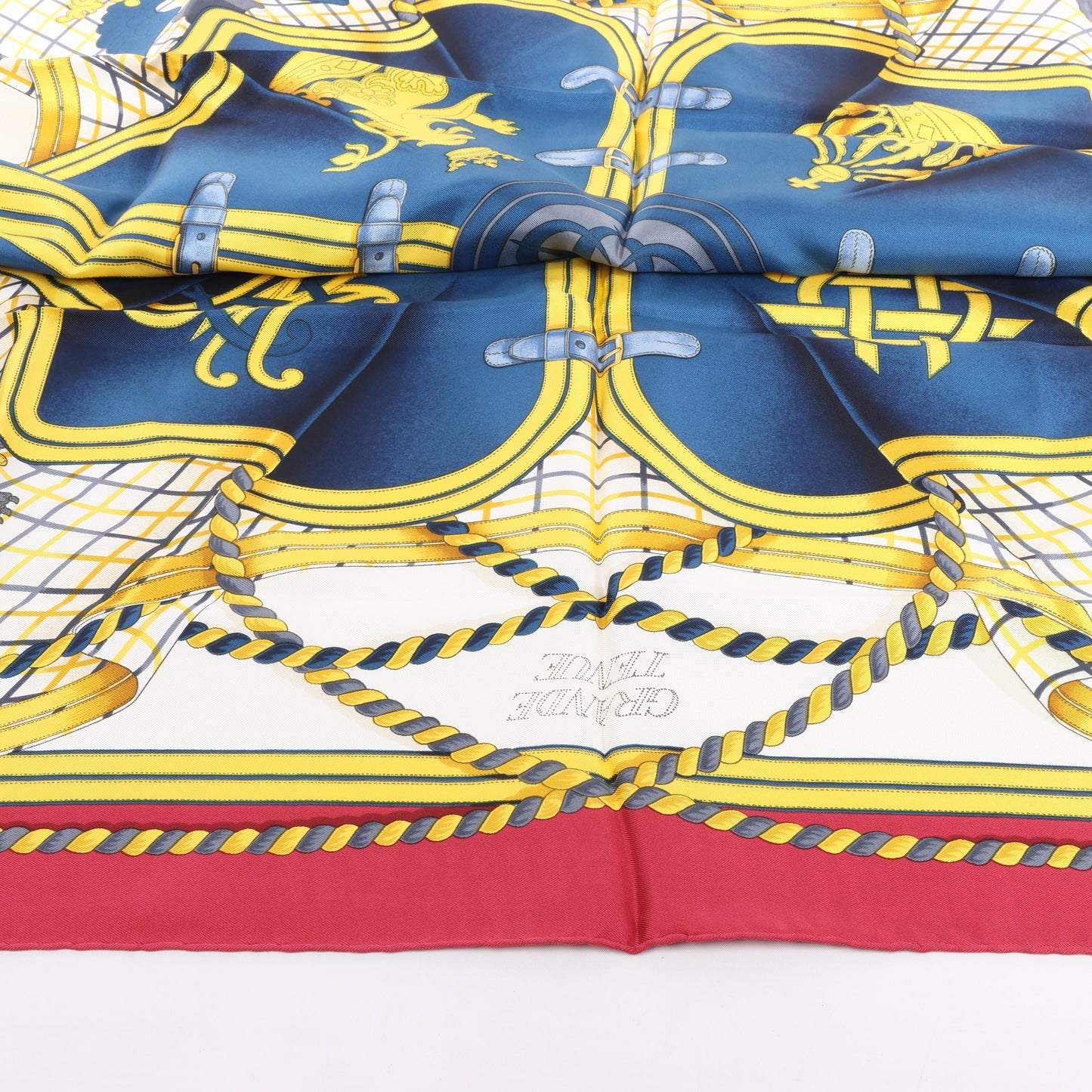 Hermès Carré 90 "GRANDE TENUE" Silk handkerchief in Burgundy