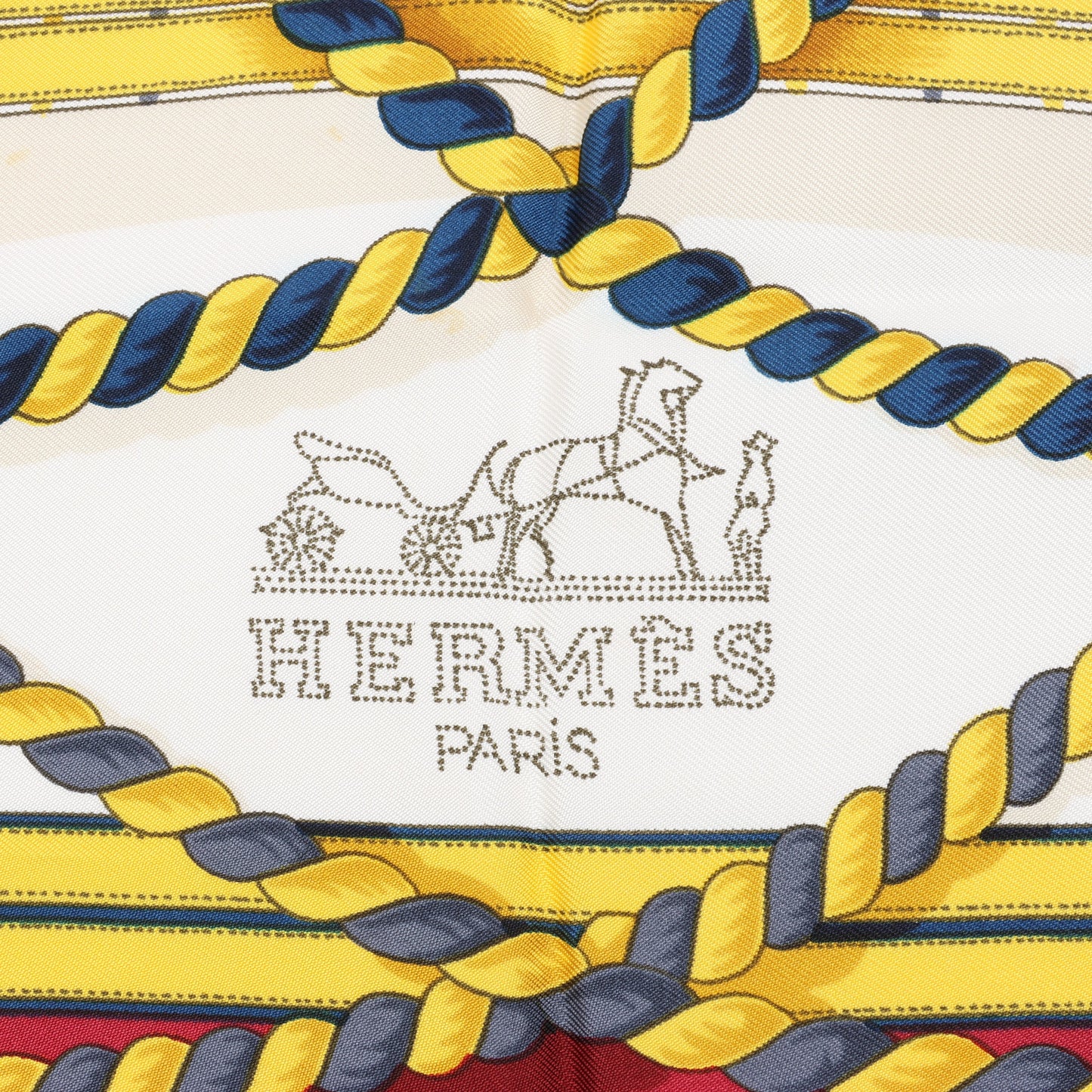 Hermès Carré 90 "GRANDE TENUE" Silk handkerchief in Burgundy