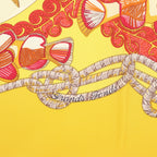 Hermès Carré 90 "GRANDS FONDS" Silk handkerchief in Yellow