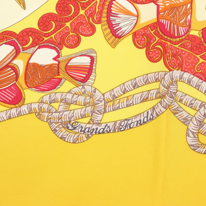 Hermès Carré 90 "GRANDS FONDS" Silk handkerchief in Yellow