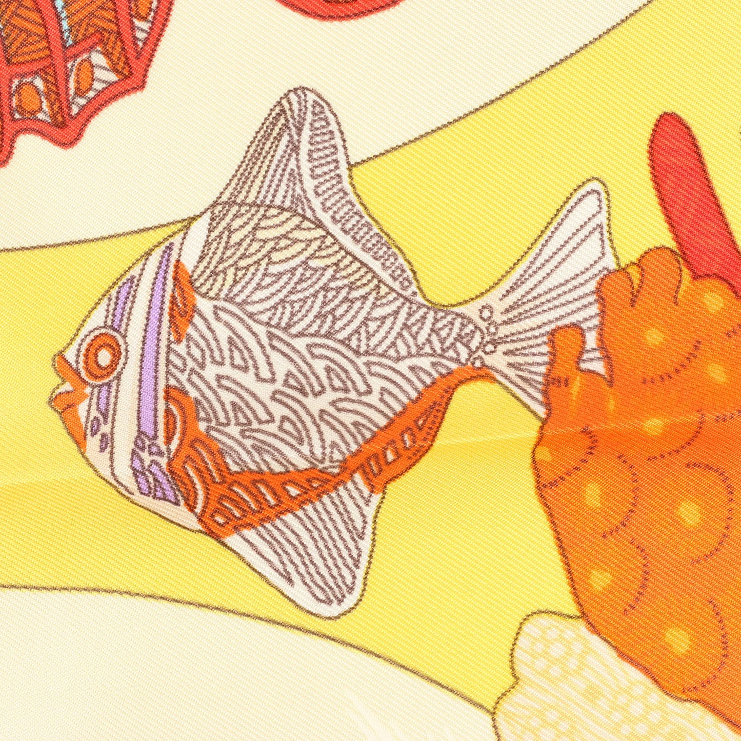 Hermès Carré 90 "GRANDS FONDS" Silk handkerchief in Yellow