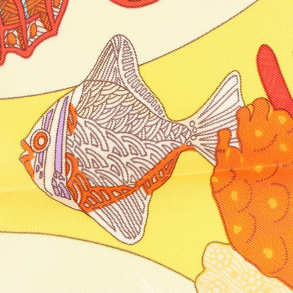 Hermès Carré 90 "GRANDS FONDS" Silk handkerchief in Yellow