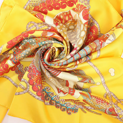 Hermès Carré 90 "GRANDS FONDS" Silk handkerchief in Yellow