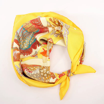 Hermès Carré 90 "GRANDS FONDS" Silk handkerchief in Yellow