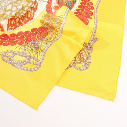 Hermès Carré 90 "GRANDS FONDS" Silk handkerchief in Yellow