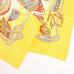 Hermès Carré 90 "GRANDS FONDS" Silk handkerchief in Yellow