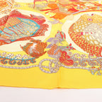 Hermès Carré 90 "GRANDS FONDS" Silk handkerchief in Yellow