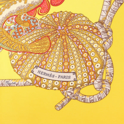 Hermès Carré 90 "GRANDS FONDS" Silk handkerchief in Yellow