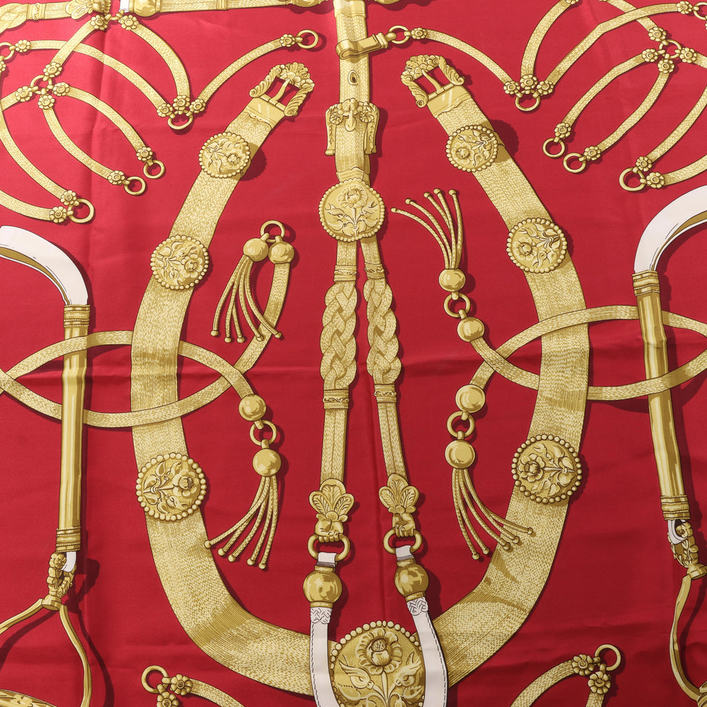 Hermès Carré 90 "Gaucho par Hermes Paris" Silk handkerchief in Burgundy