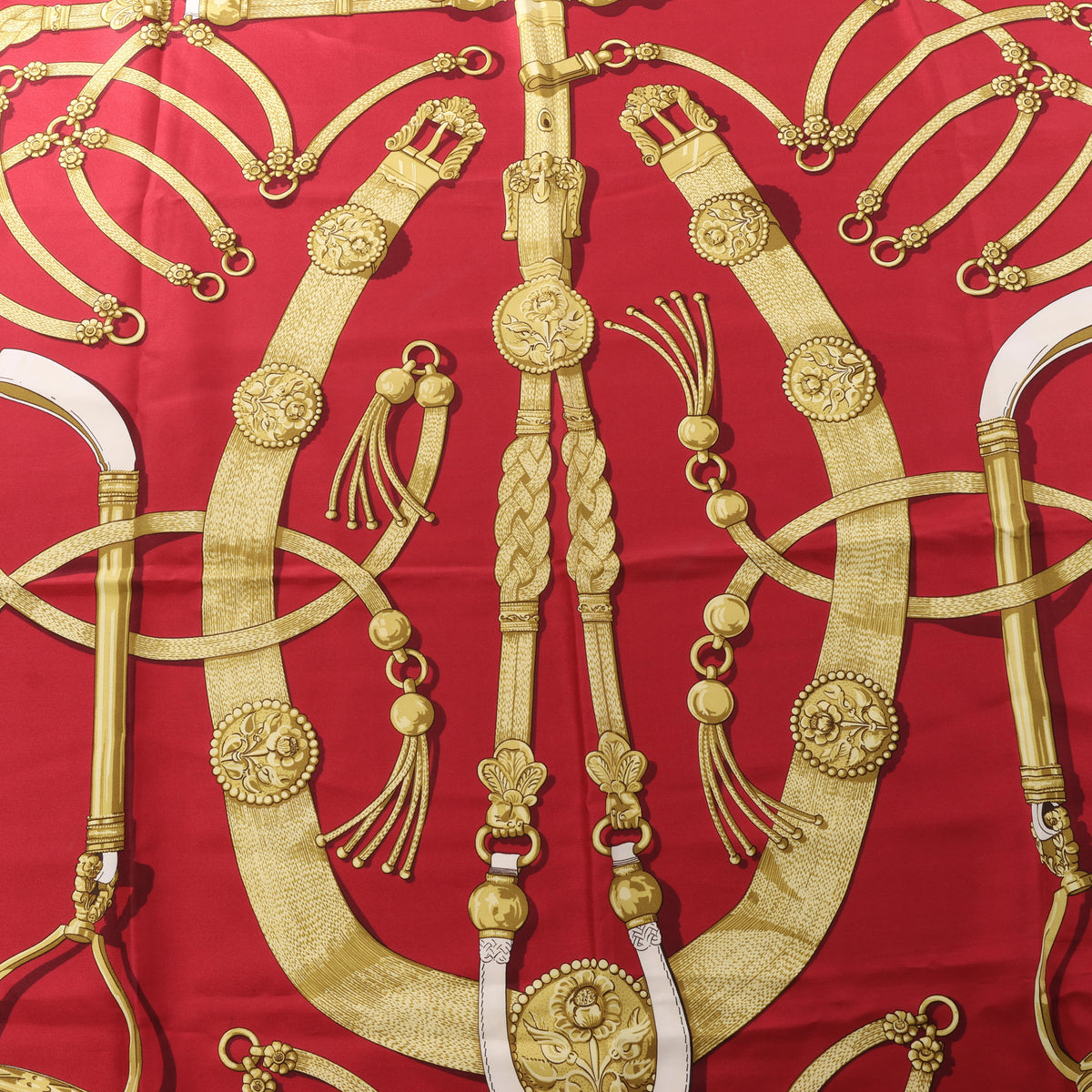 Hermès Carré 90 "Gaucho par Hermes Paris" Silk handkerchief in Burgundy