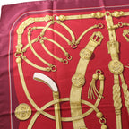 Hermès Carré 90 "Gaucho par Hermes Paris" Silk handkerchief in Burgundy