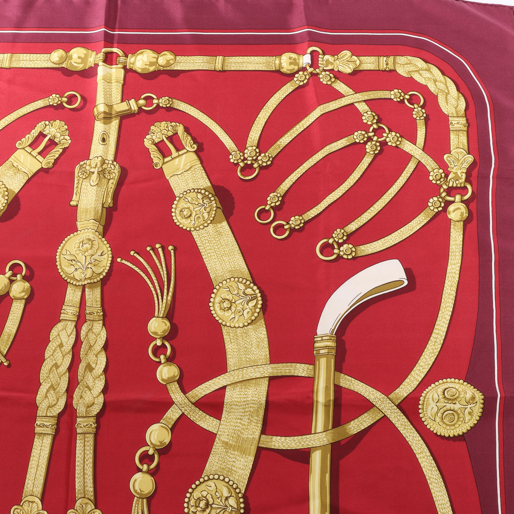 Hermès Carré 90 "Gaucho par Hermes Paris" Silk handkerchief in Burgundy