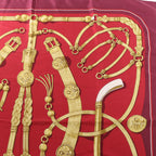 Hermès Carré 90 "Gaucho par Hermes Paris" Silk handkerchief in Burgundy