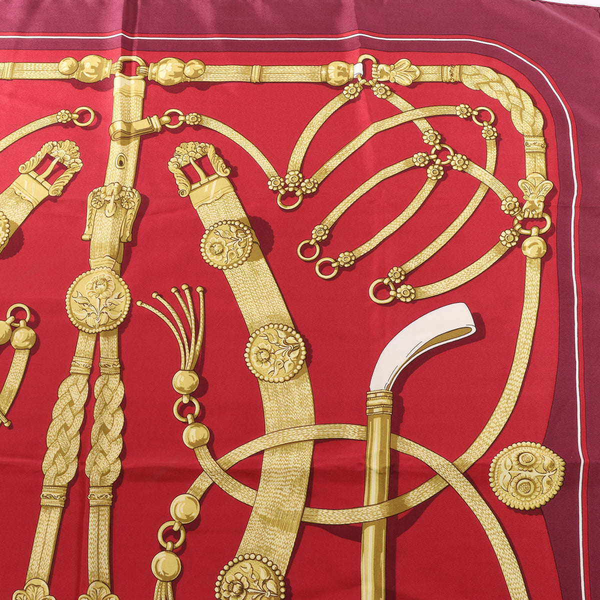 Hermès Carré 90 "Gaucho par Hermes Paris" Silk handkerchief in Burgundy