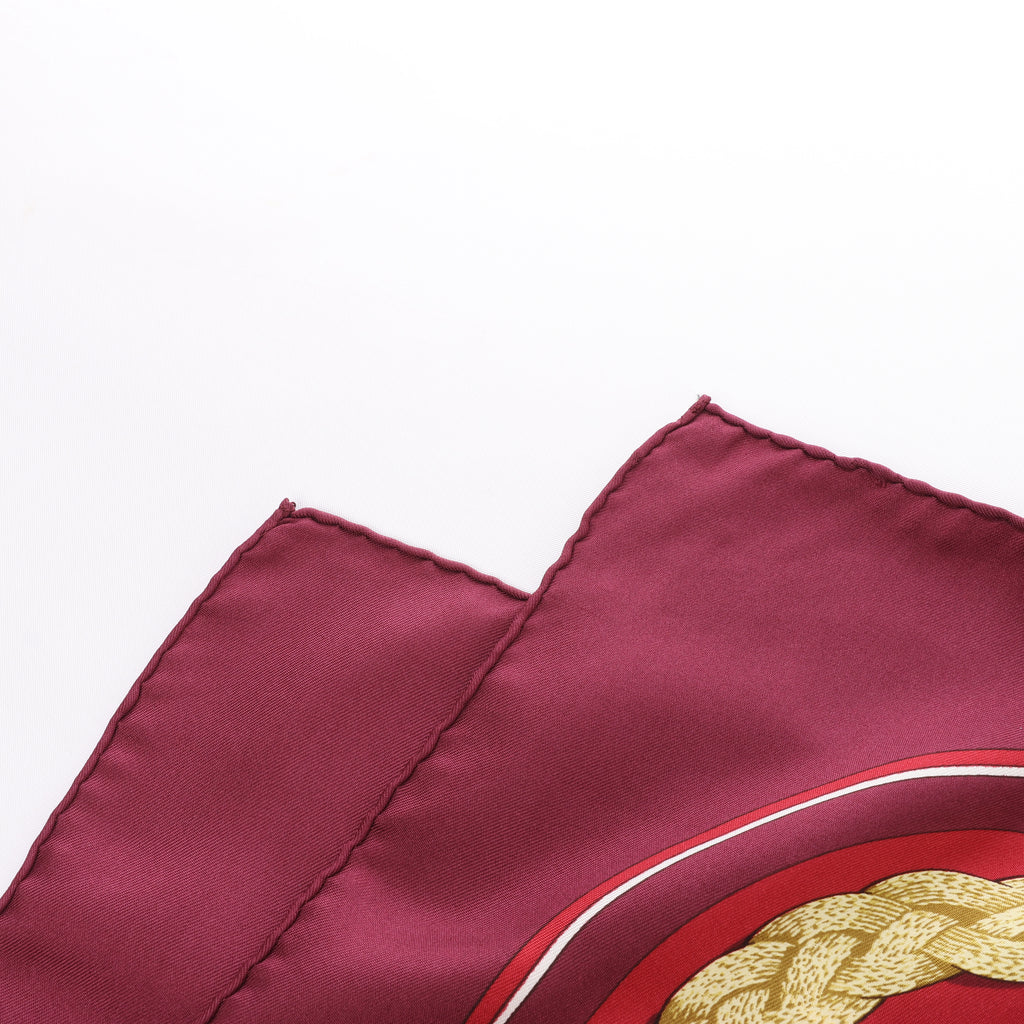 Hermès Carré 90 "Gaucho par Hermes Paris" Silk handkerchief in Burgundy