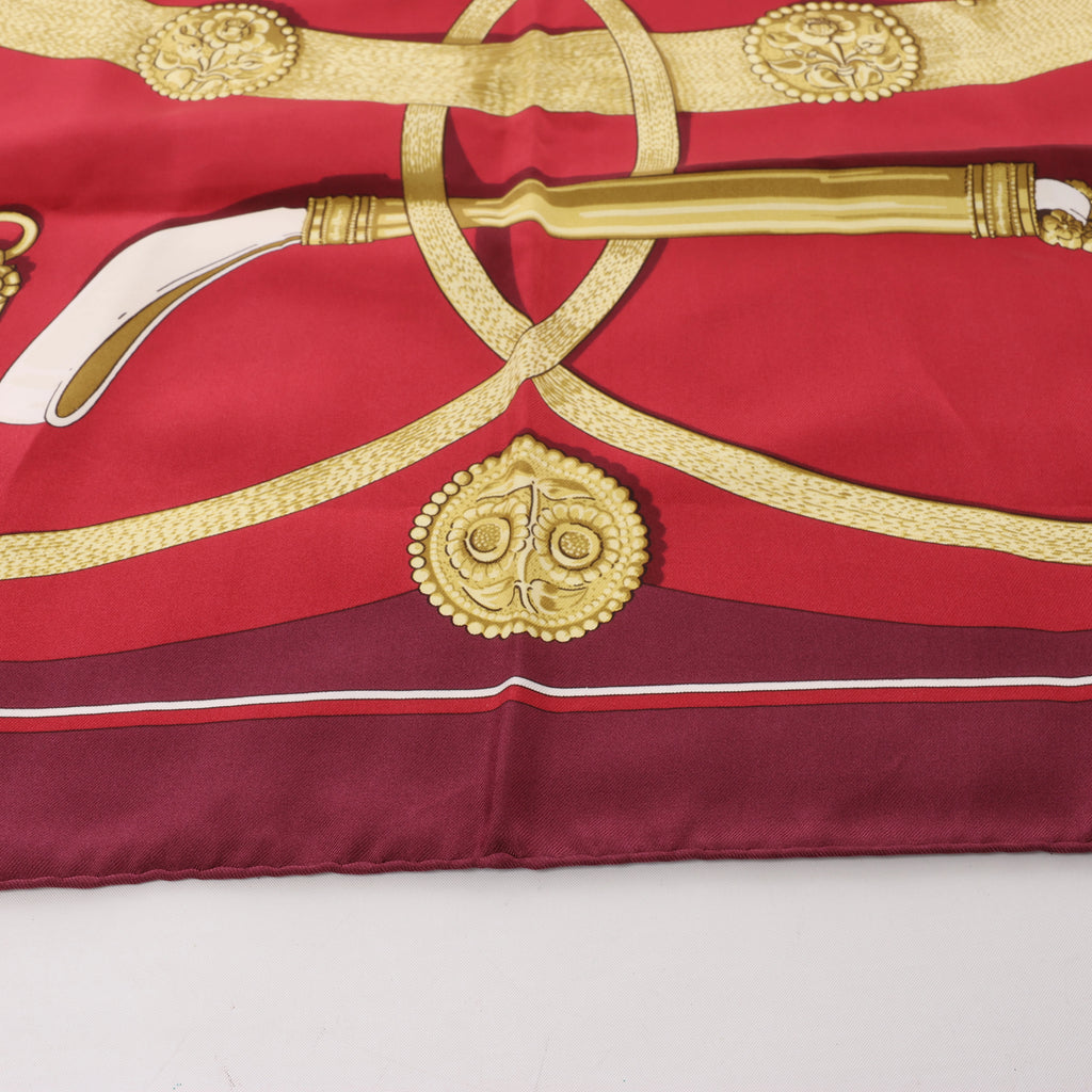 Hermès Carré 90 "Gaucho par Hermes Paris" Silk handkerchief in Burgundy
