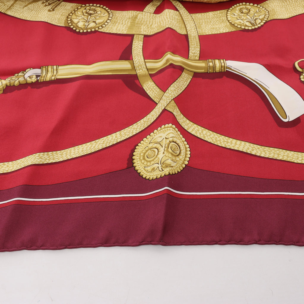 Hermès Carré 90 "Gaucho par Hermes Paris" Silk handkerchief in Burgundy