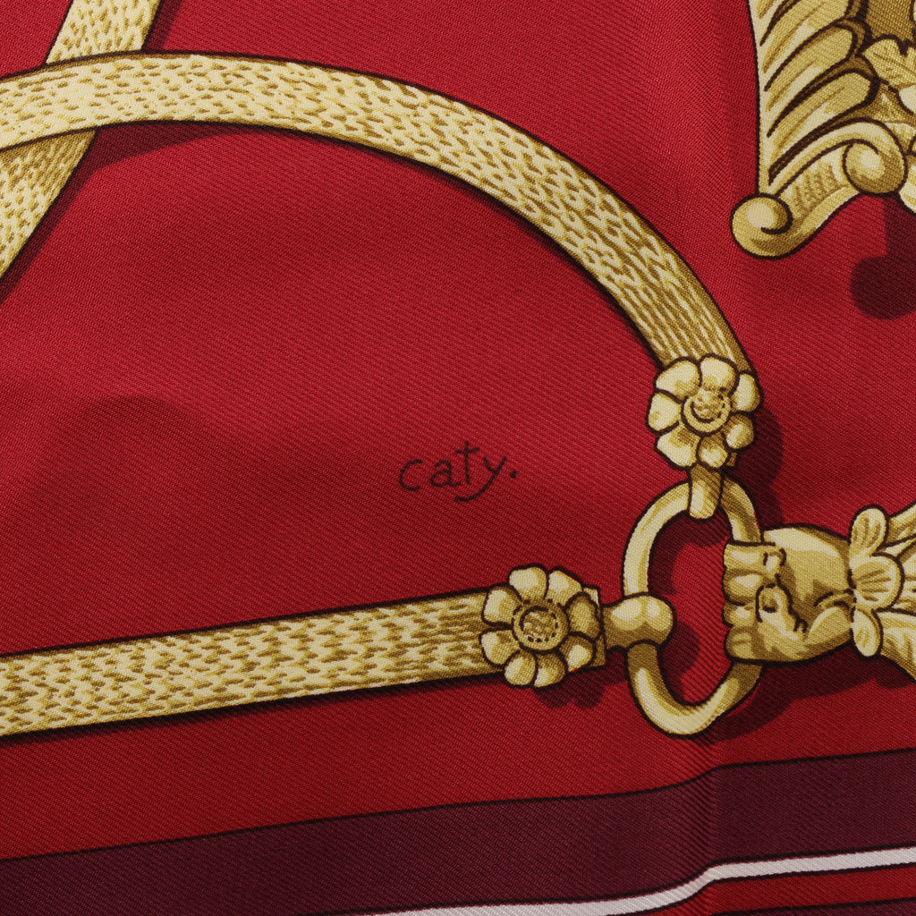 Hermès Carré 90 "Gaucho par Hermes Paris" Silk handkerchief in Burgundy