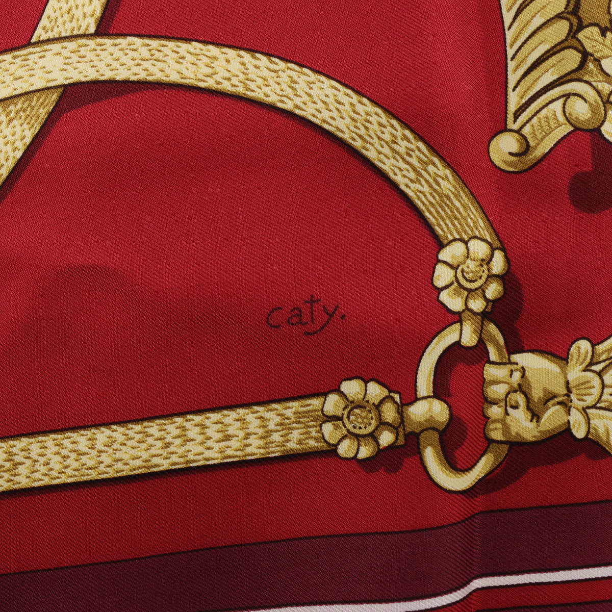 Hermès Carré 90 "Gaucho par Hermes Paris" Silk handkerchief in Burgundy