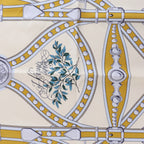 Hermès Carré 90 "Grand Tralala" Silk handkerchief in Beige x Blue