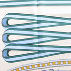 Hermès Carré 90 "Grand Tralala" Silk handkerchief in Beige x Blue