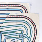 Hermès Carré 90 "Grand Tralala" Silk handkerchief in Beige x Blue