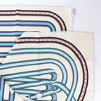 Hermès Carré 90 "Grand Tralala" Silk handkerchief in Beige x Blue