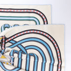 Hermès Carré 90 "Grand Tralala" Silk handkerchief in Beige x Blue