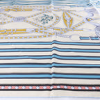 Hermès Carré 90 "Grand Tralala" Silk handkerchief in Beige x Blue
