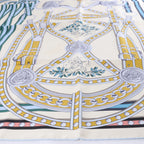 Hermès Carré 90 "Grand Tralala" Silk handkerchief in Beige x Blue